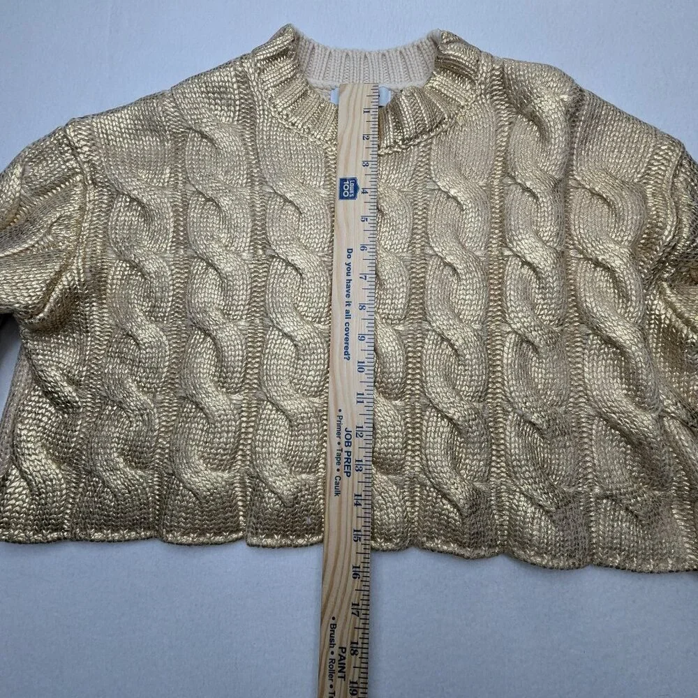 The Nolishop Cropped Cable knit Chunky Women's Sweater - Metalic Gold Size XS
